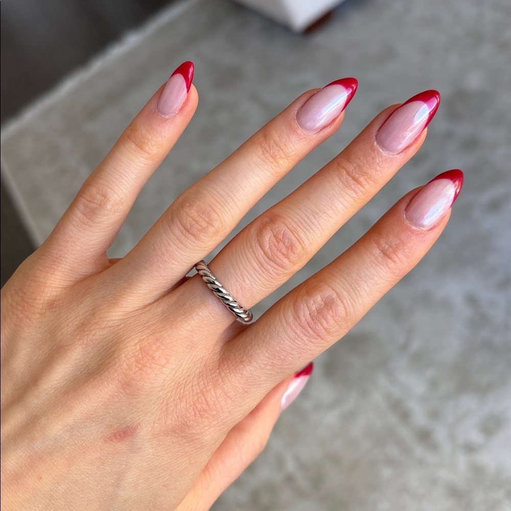 Sterling silver twist band ring delicate dainty stackable